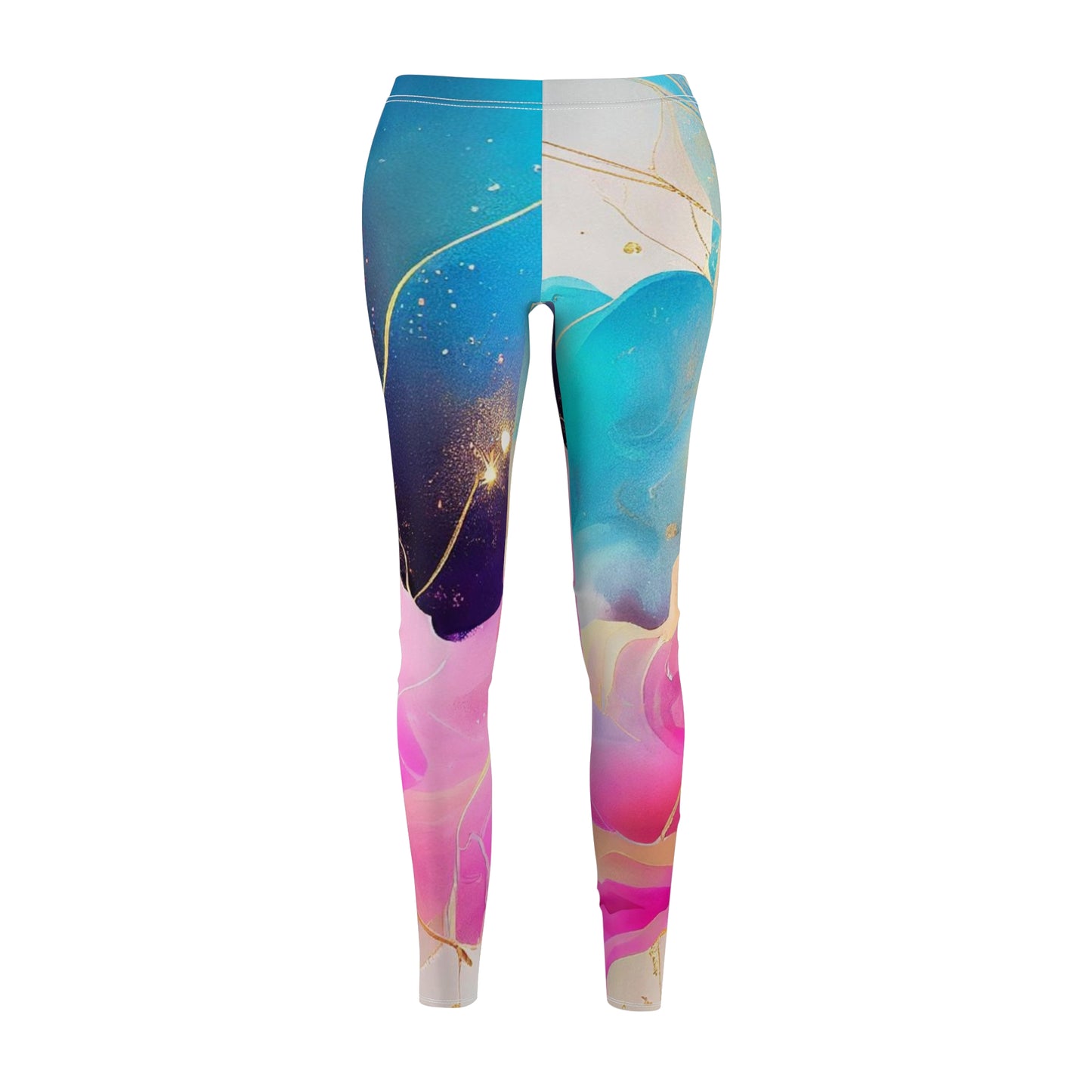 Soluvd Women's Cut & Sew Casual Leggings (AOP) Alcohol Ink