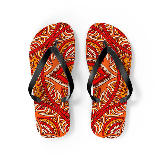 Soluvd Orange Mandala Flip Flops