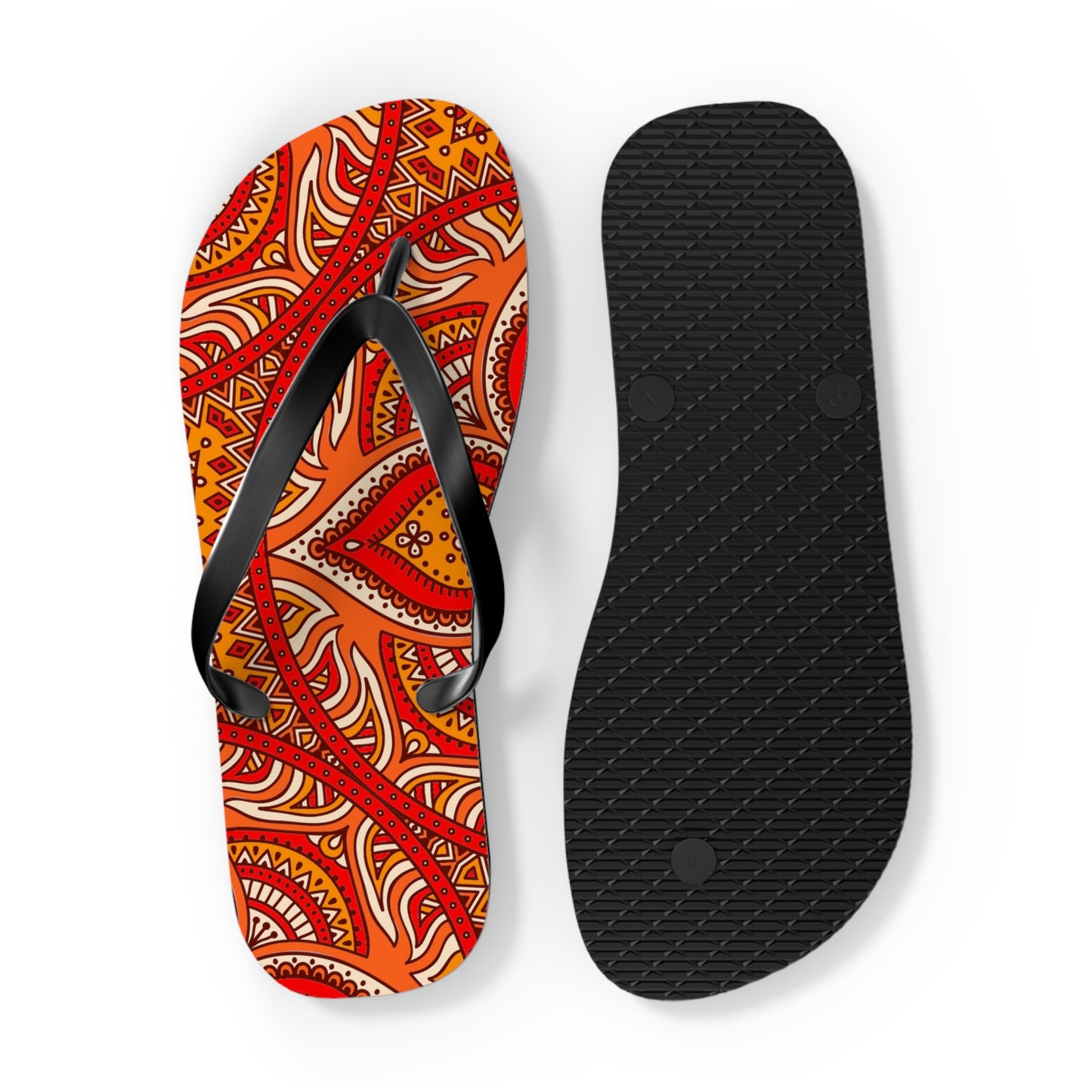 Soluvd Orange Mandala Flip Flops