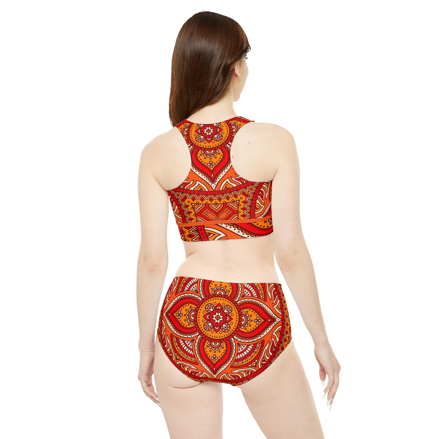 Soluvd Sporty Bikini Set Orange Mandala