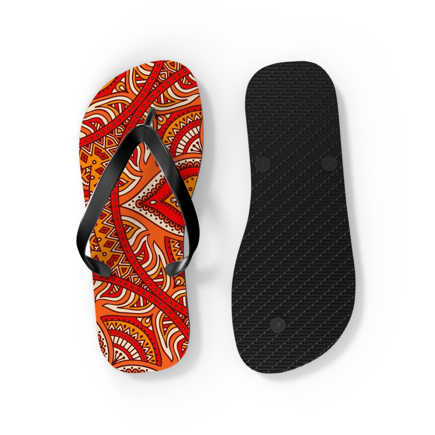 Soluvd Orange Mandala Flip Flops