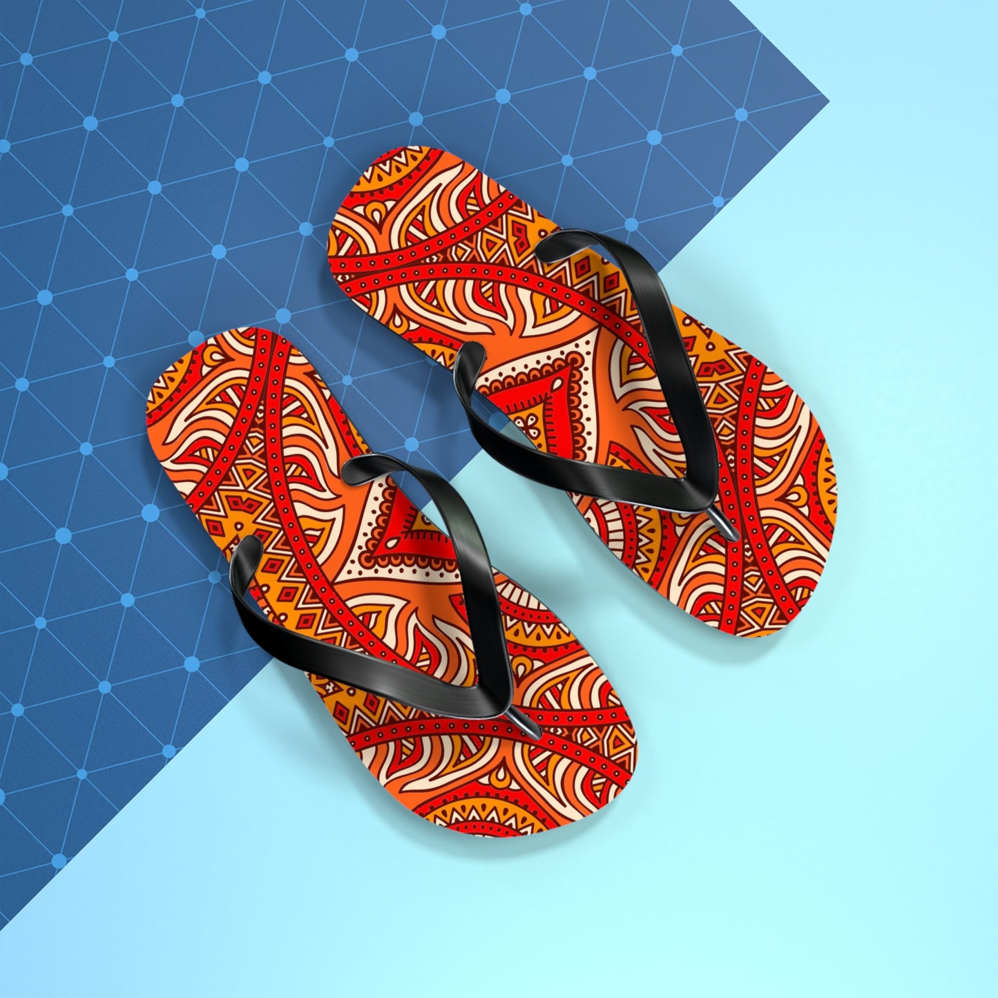 Soluvd Orange Mandala Flip Flops