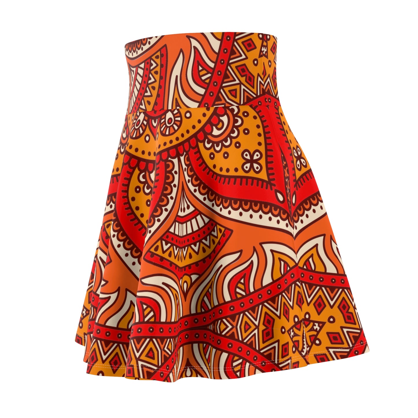 Soluvd Women's Skater Skirt Orange Mandala