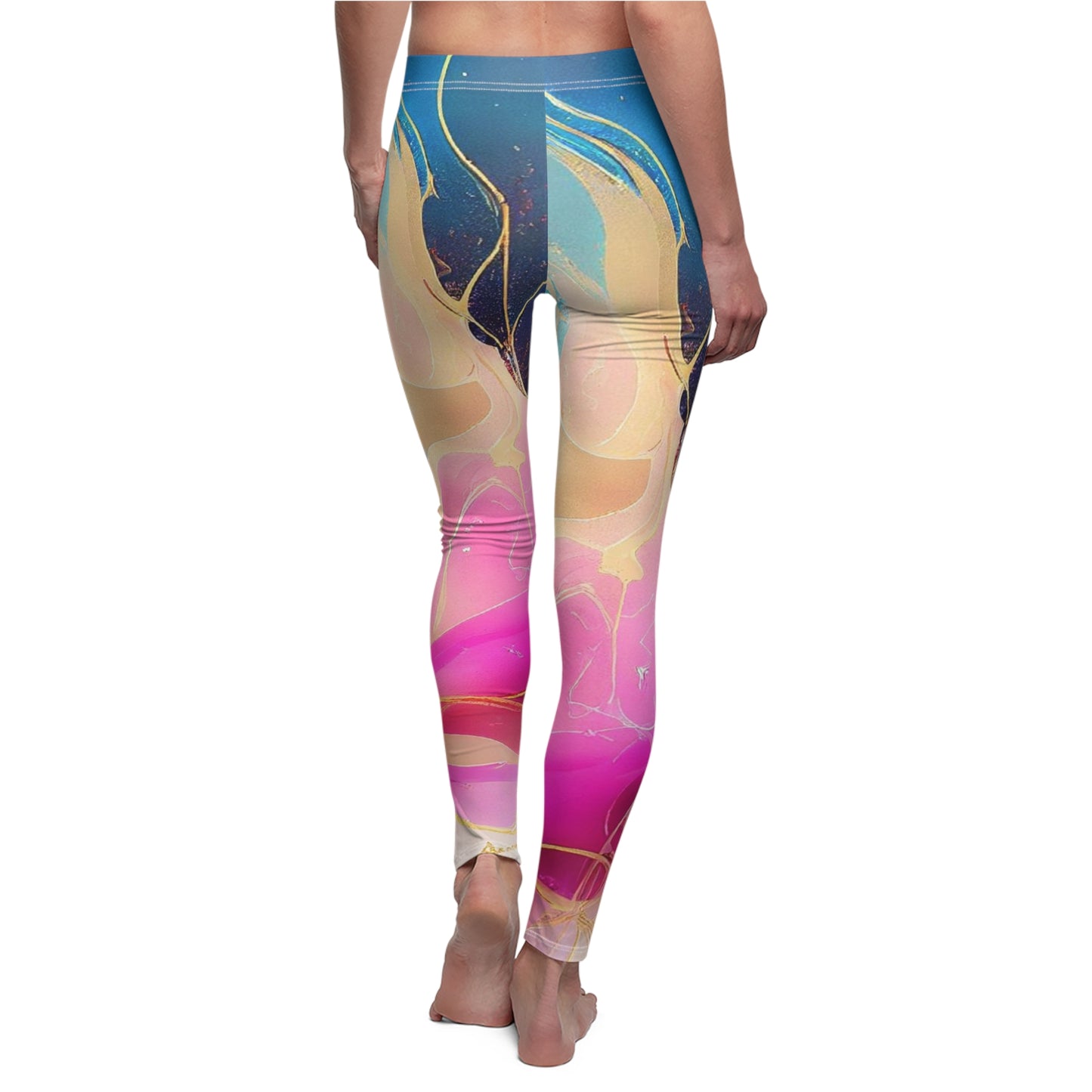 Soluvd Women's Cut & Sew Casual Leggings (AOP) Alcohol Ink