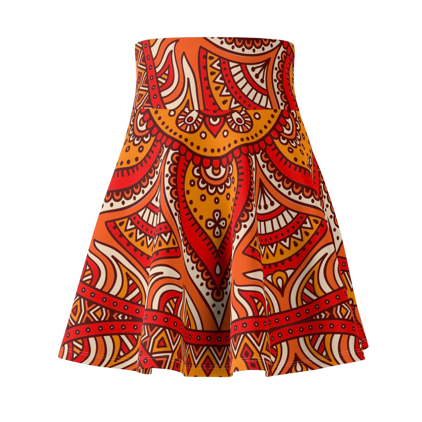 Soluvd Women's Skater Skirt Orange Mandala