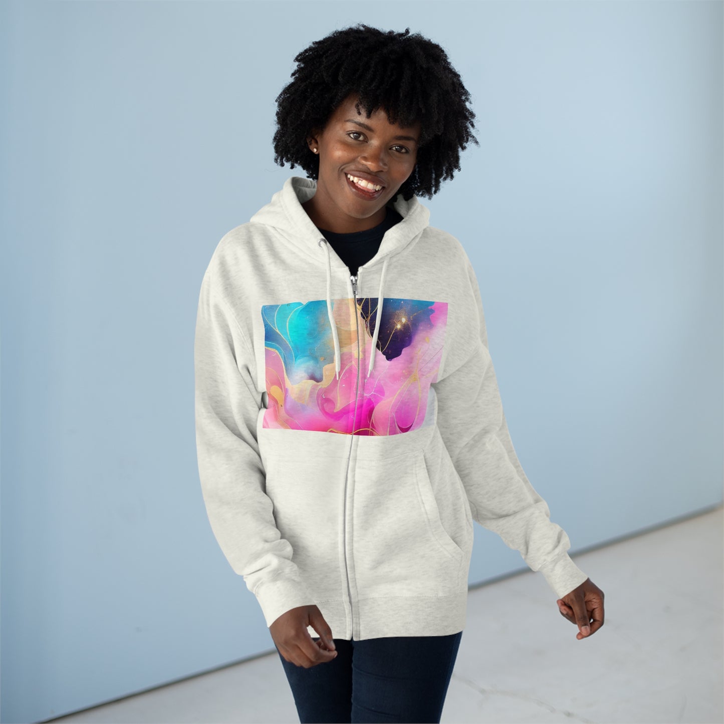 Soluvd Unisex Premium Full Zip Hoodie Alcohol Ink