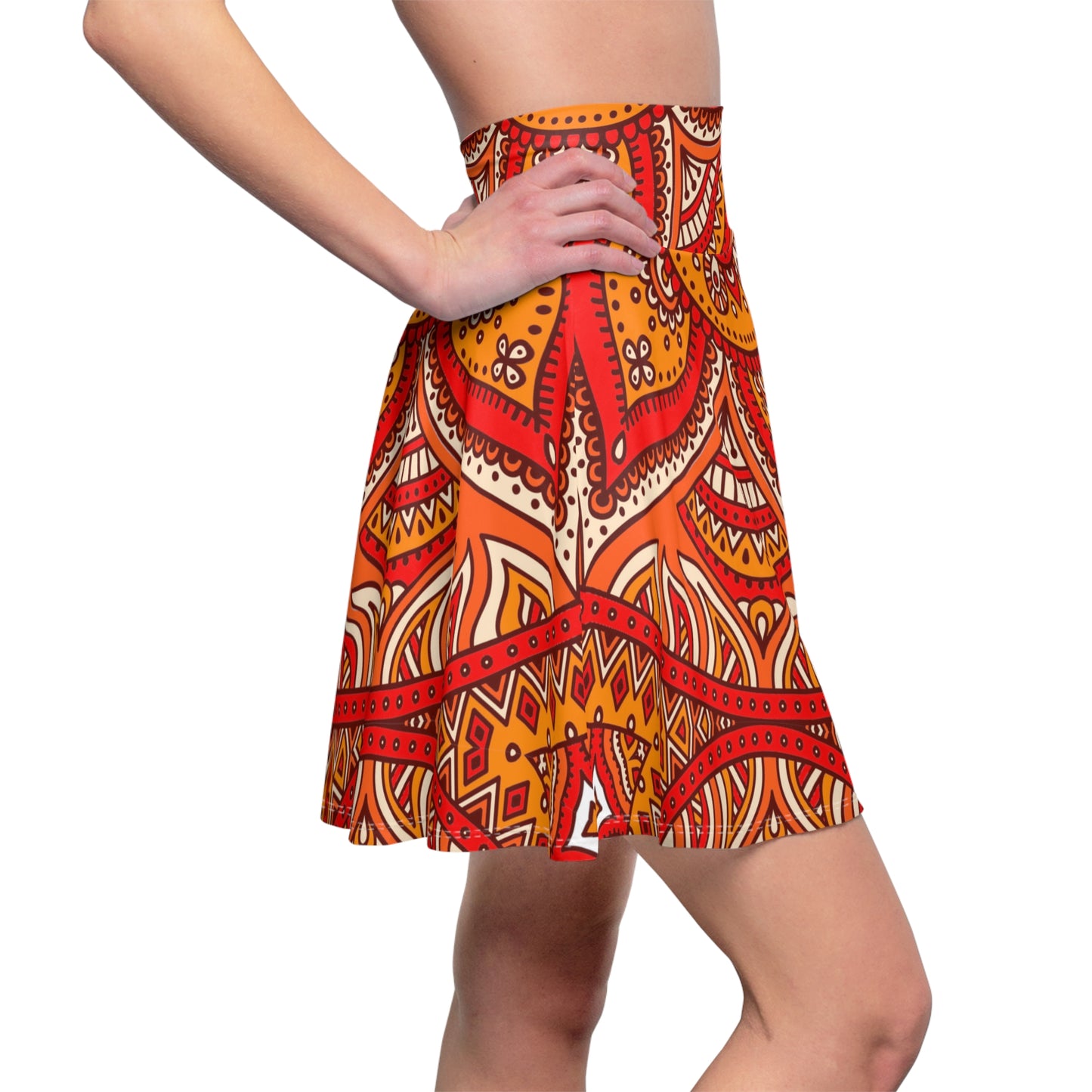 Soluvd Women's Skater Skirt Orange Mandala