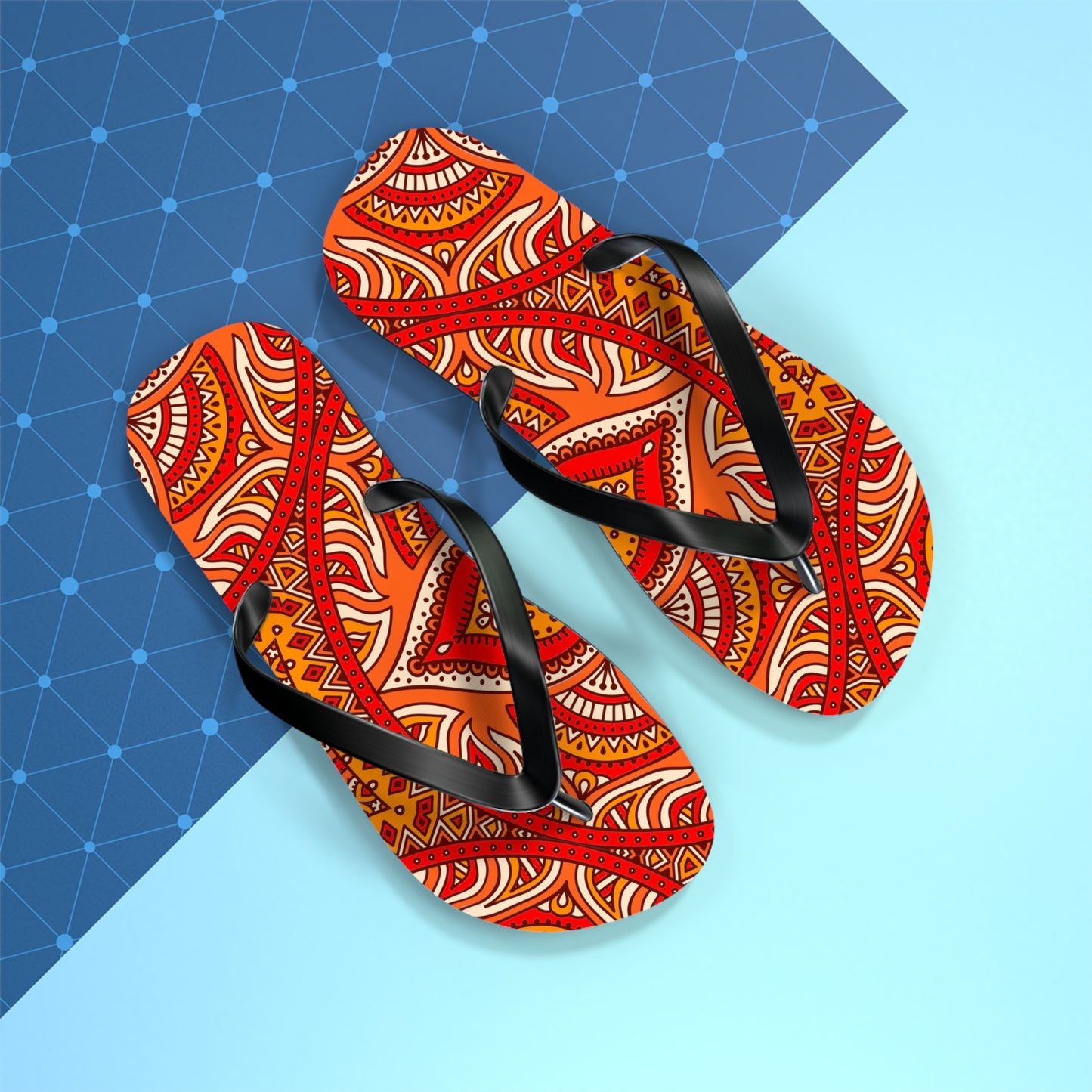 Soluvd Orange Mandala Flip Flops