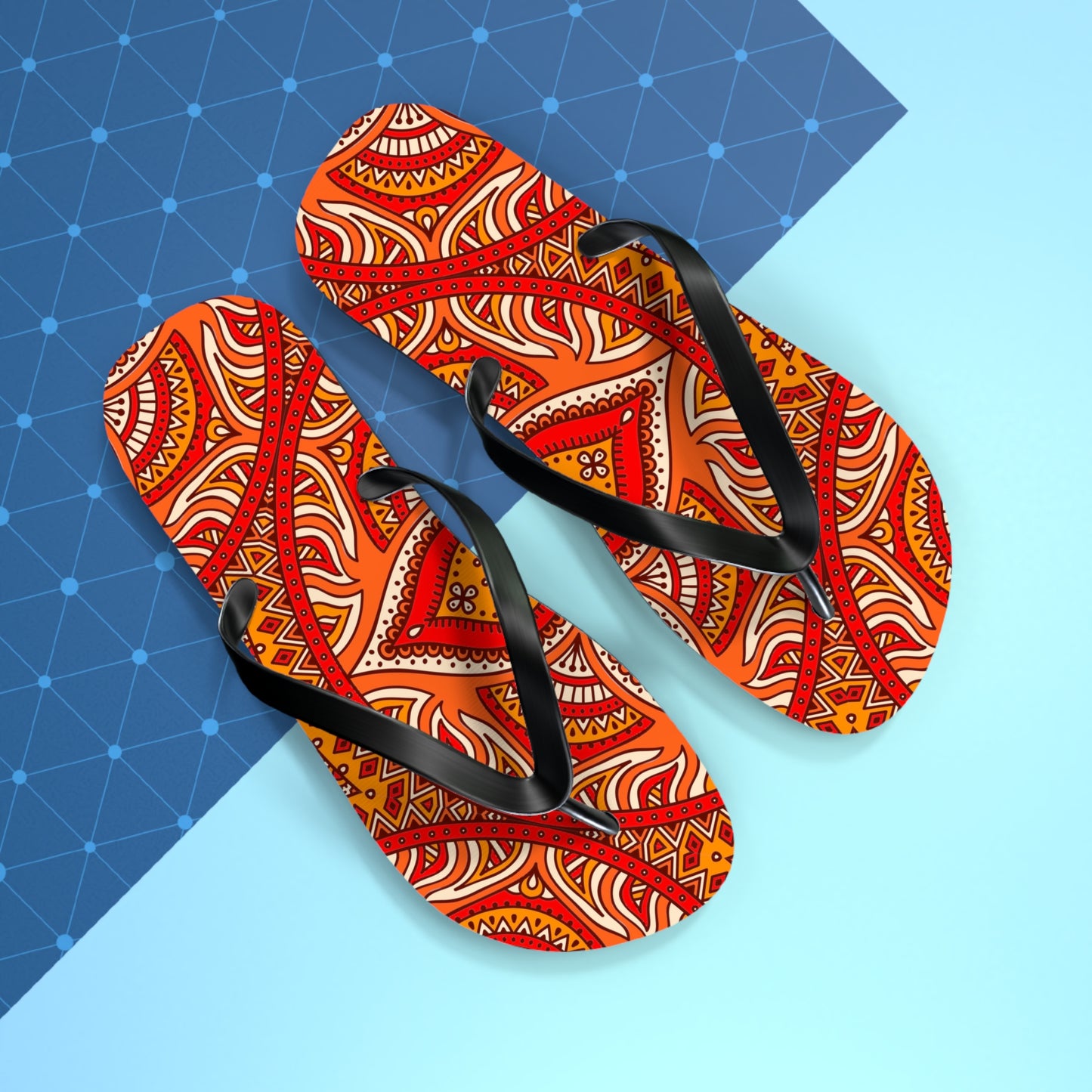 Soluvd Orange Mandala Flip Flops