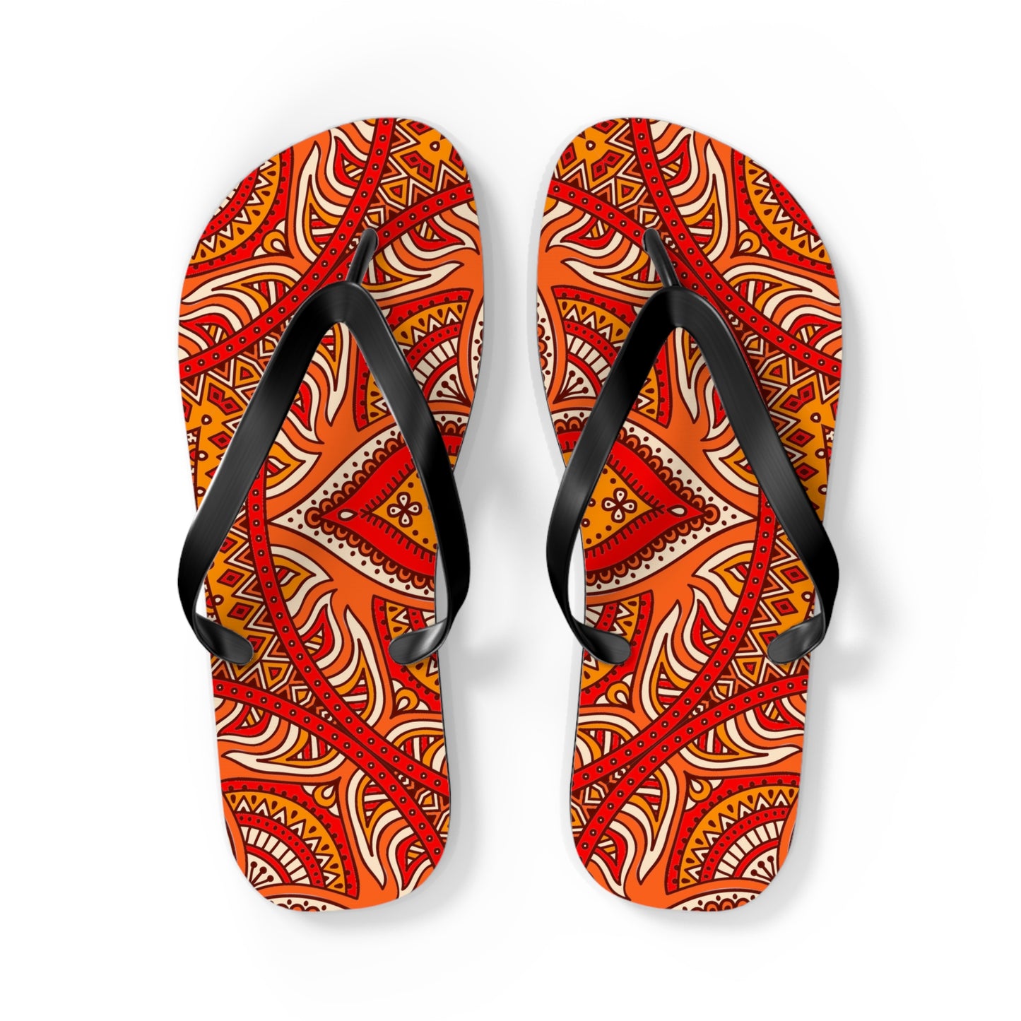 Soluvd Orange Mandala Flip Flops