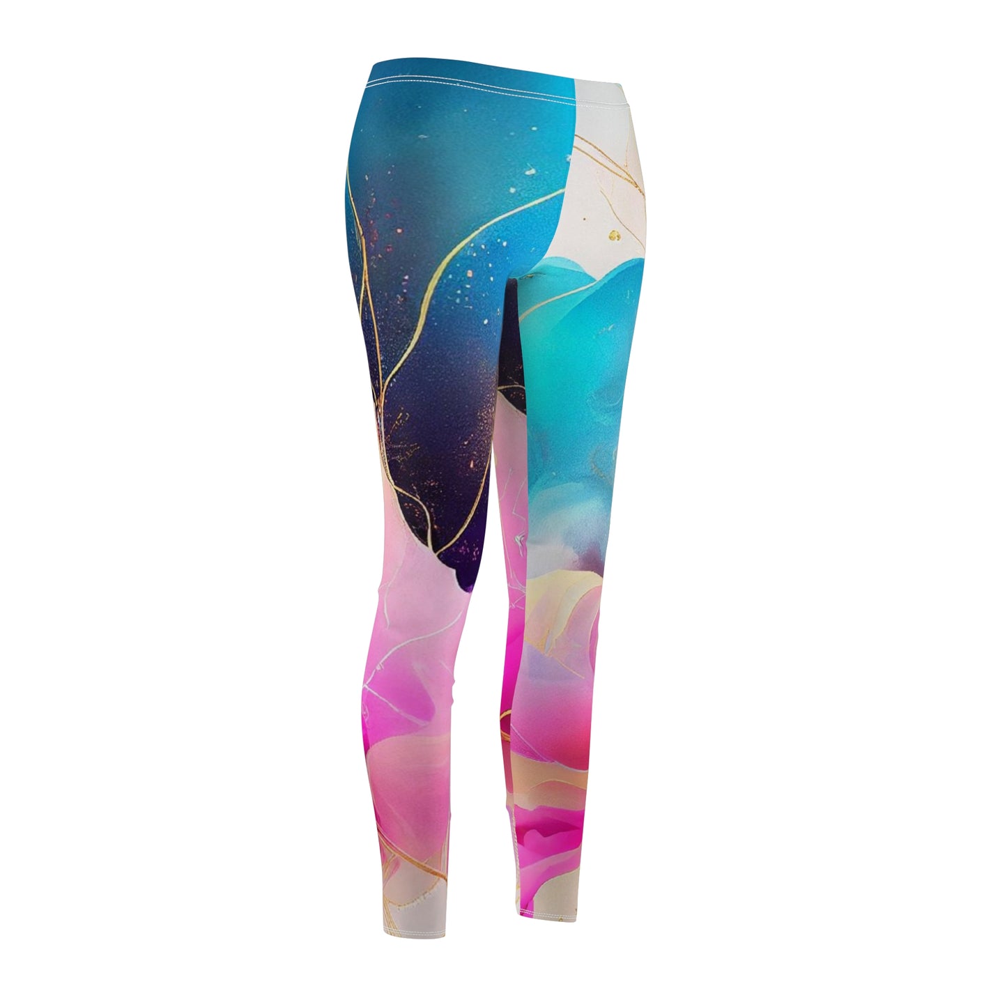 Soluvd Women's Cut & Sew Casual Leggings (AOP) Alcohol Ink