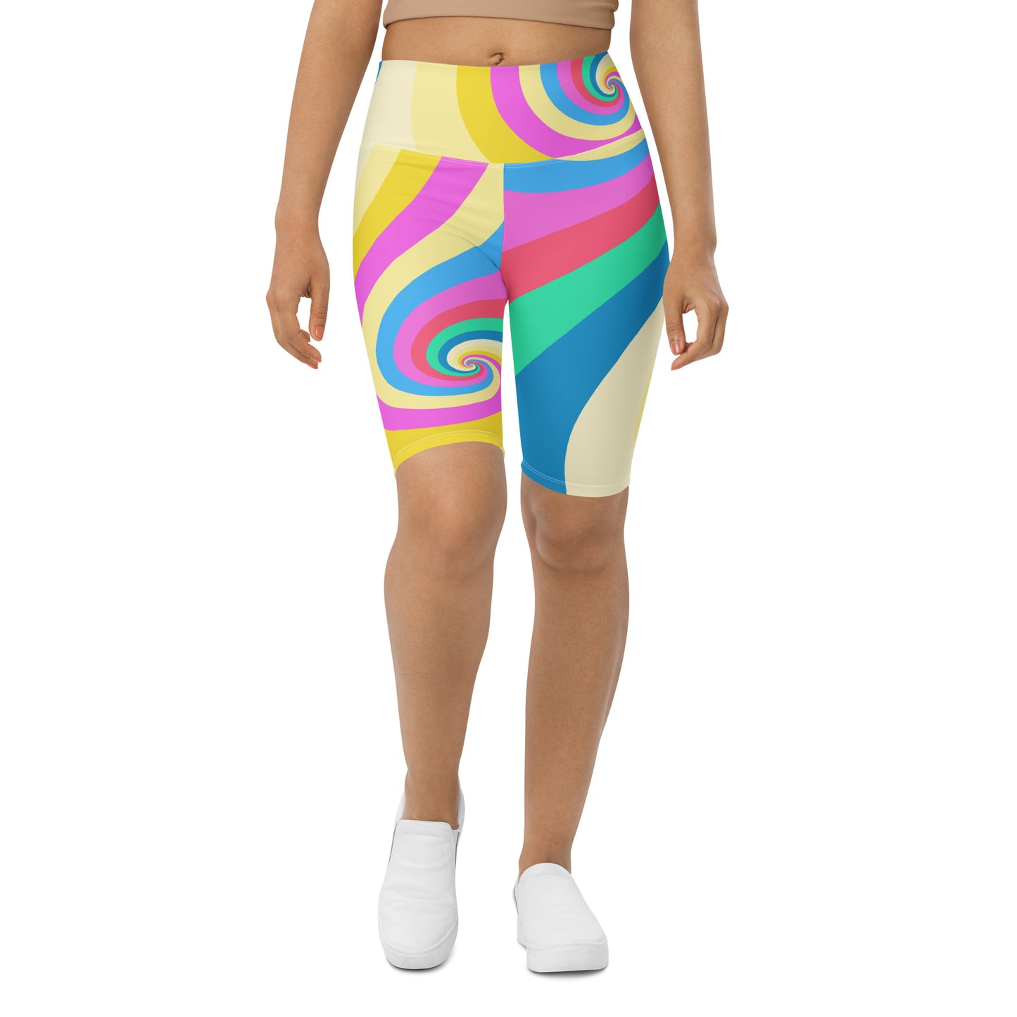 Biker Shorts with Pastel Swirl Print