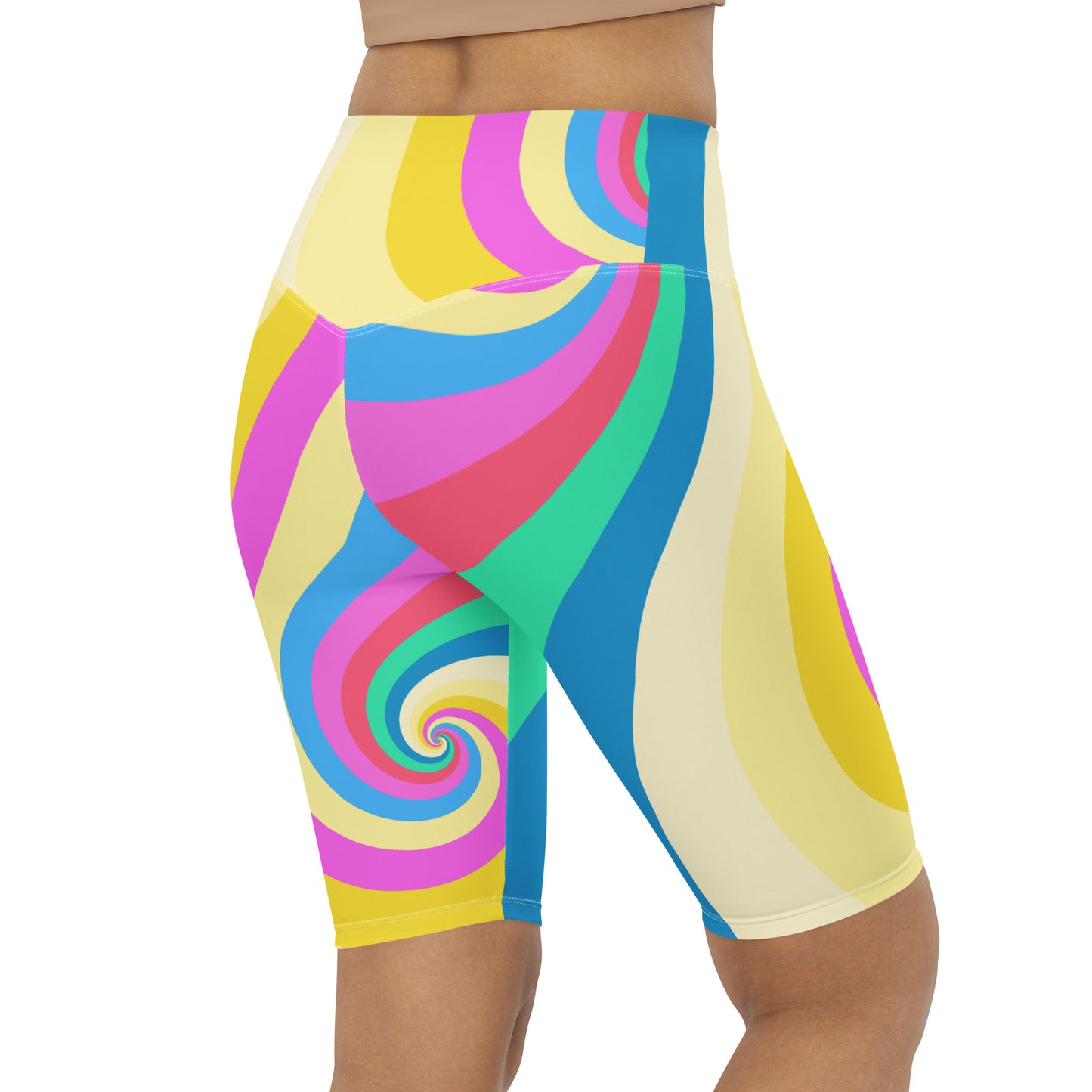 Biker Shorts with Pastel Swirl Print