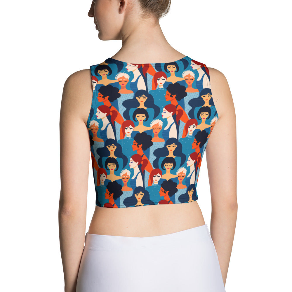 Crop Top with Blue Ladies Print