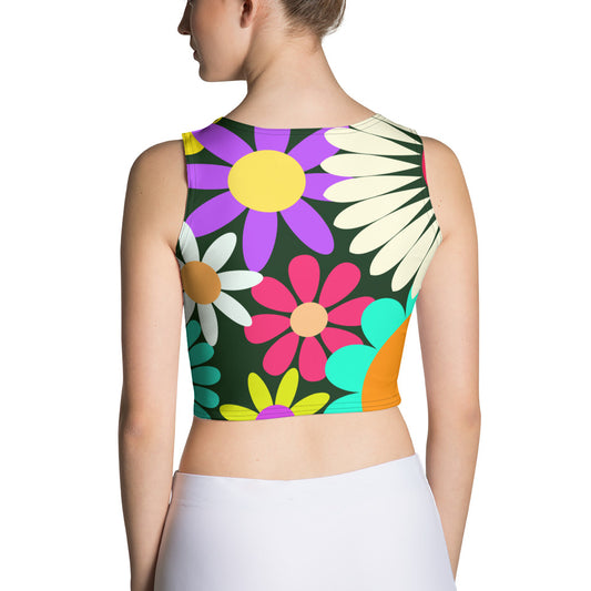 Crop Top with Psychedelic Daisy Print