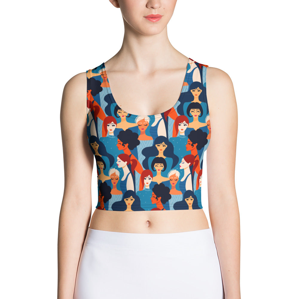 Crop Top with Blue Ladies Print