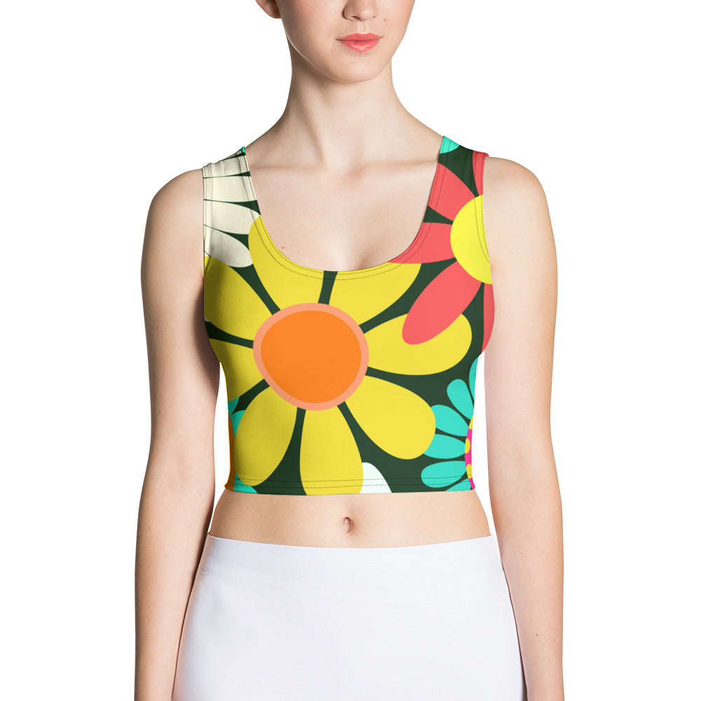 Crop Top with Psychedelic Daisy Print