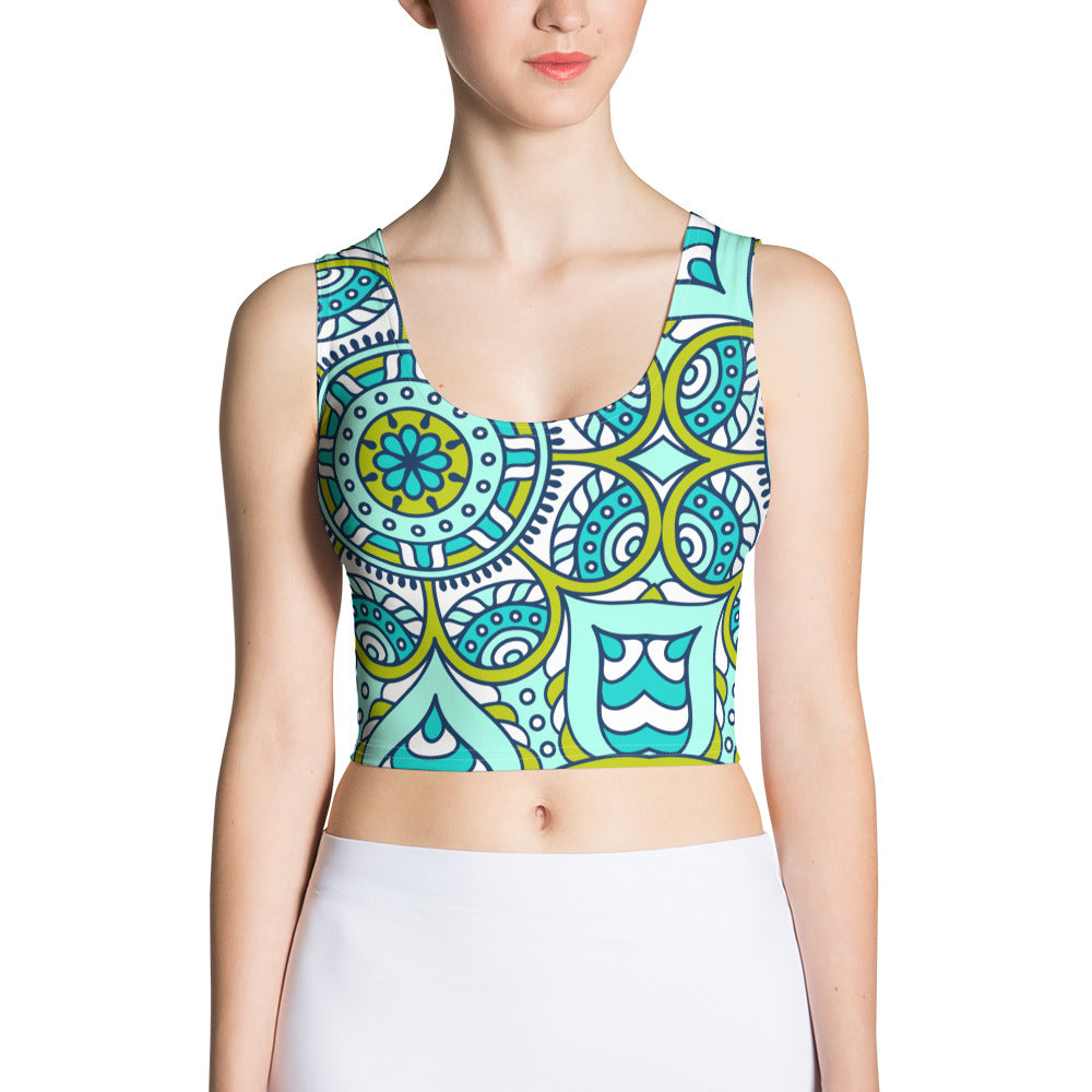 Crop Top with Green Mandala Print
