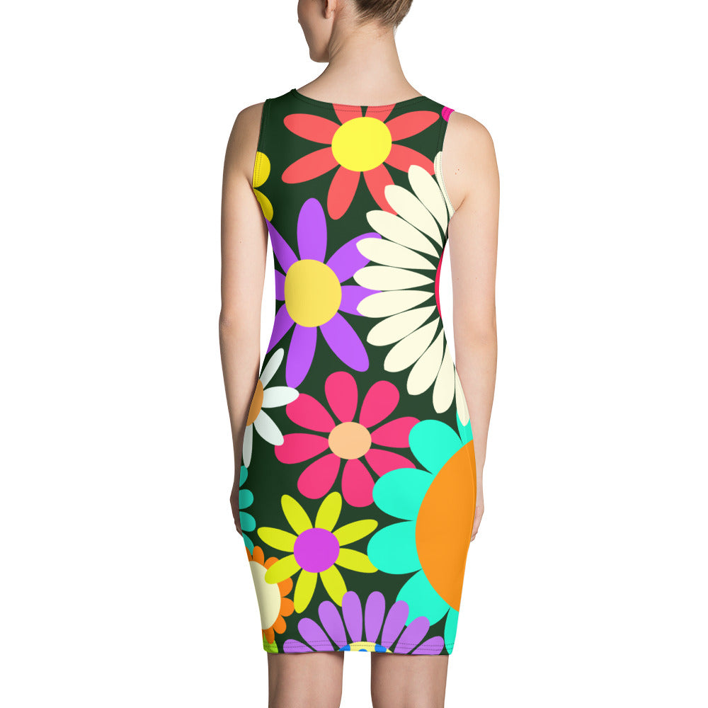 Sublimation Cut & Sew Dress with Psychedelic Daisy Print