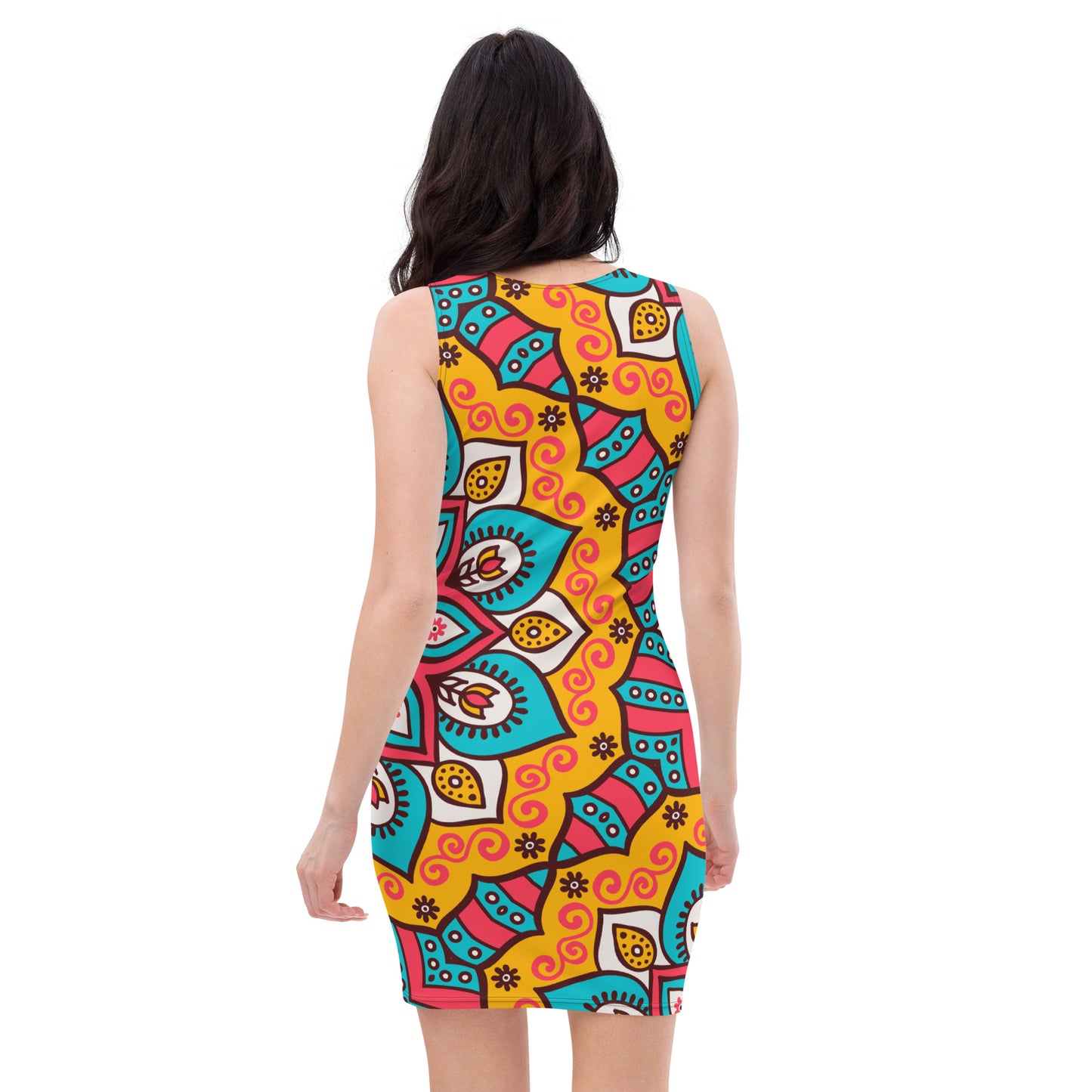 Sublimation Cut & Sew Dress with Turquoise Mandala Print