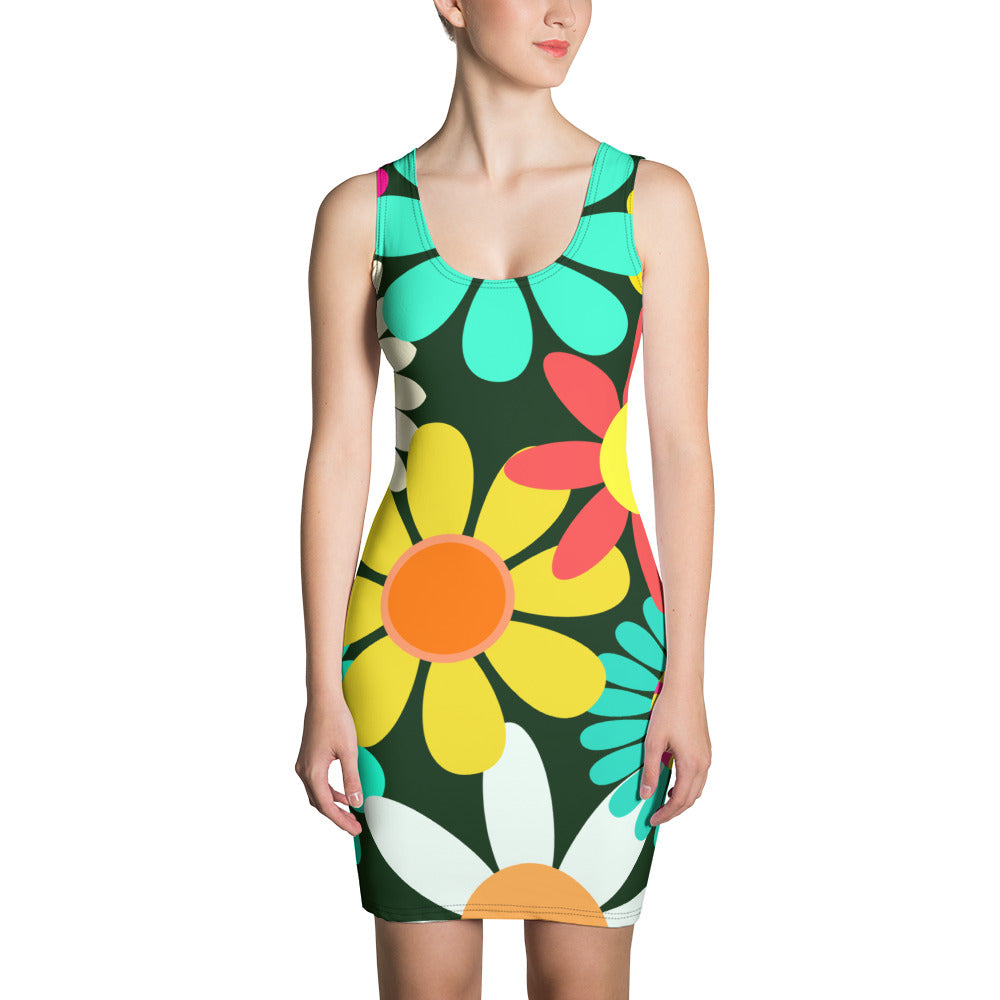 Sublimation Cut & Sew Dress with Psychedelic Daisy Print