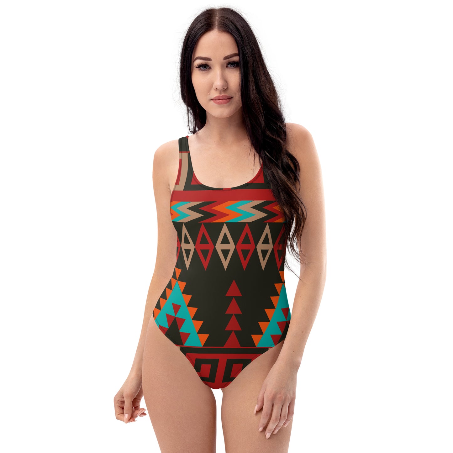 One-Piece Swimsuit with Mayan Print