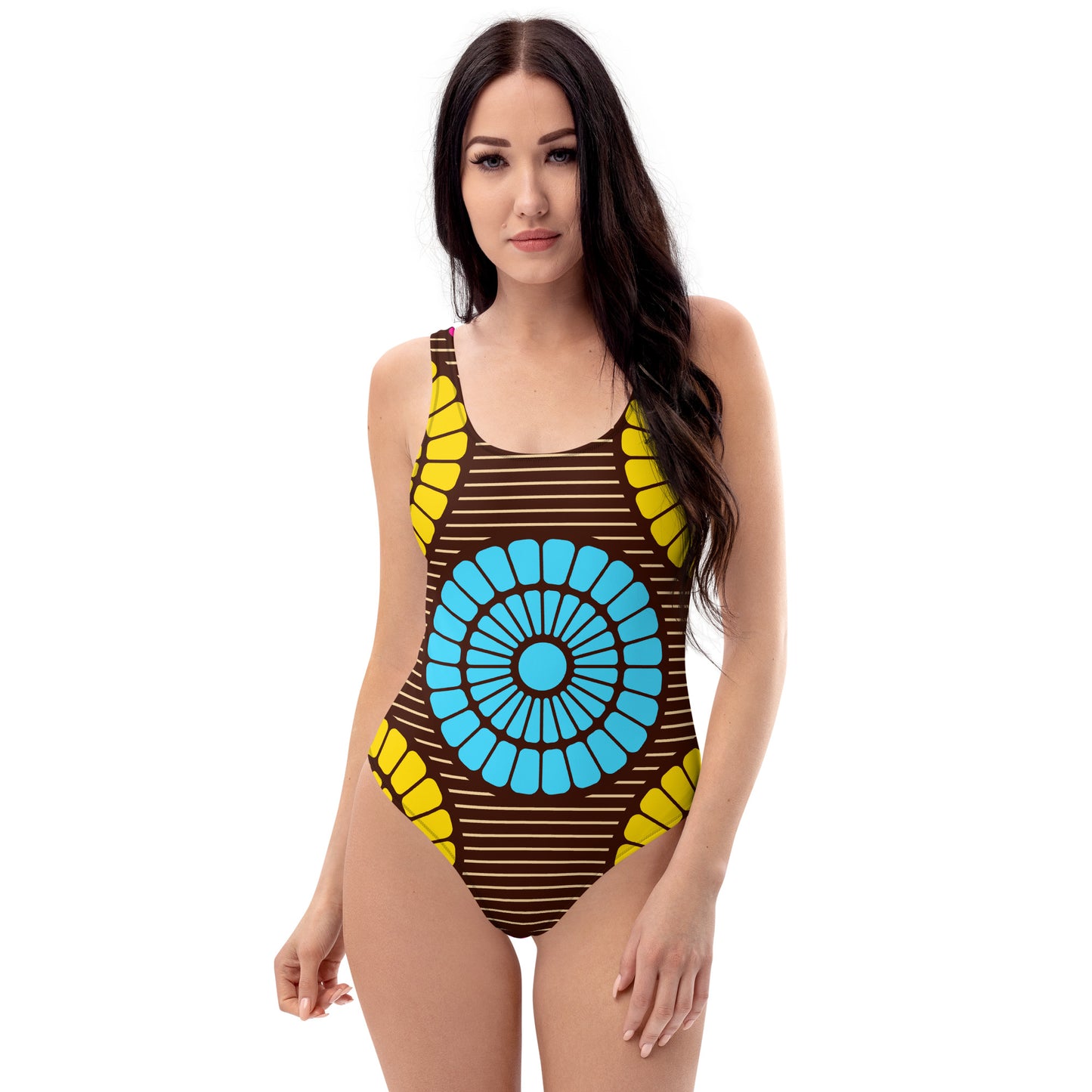 One-Piece Swimsuit with Multi African Print