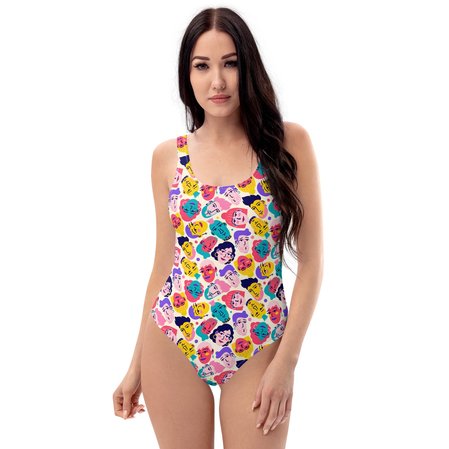 One-Piece Swimsuit with Crazy People Print