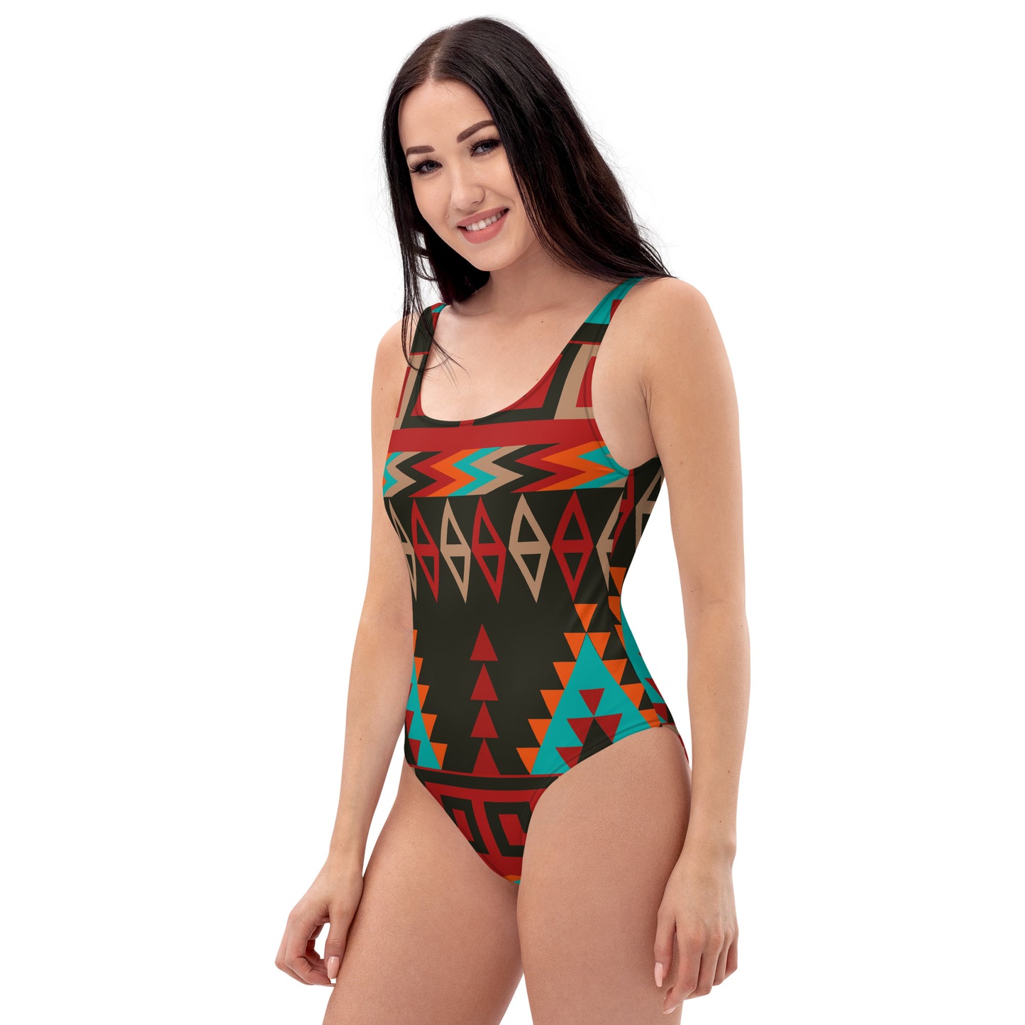 One-Piece Swimsuit with Mayan Print