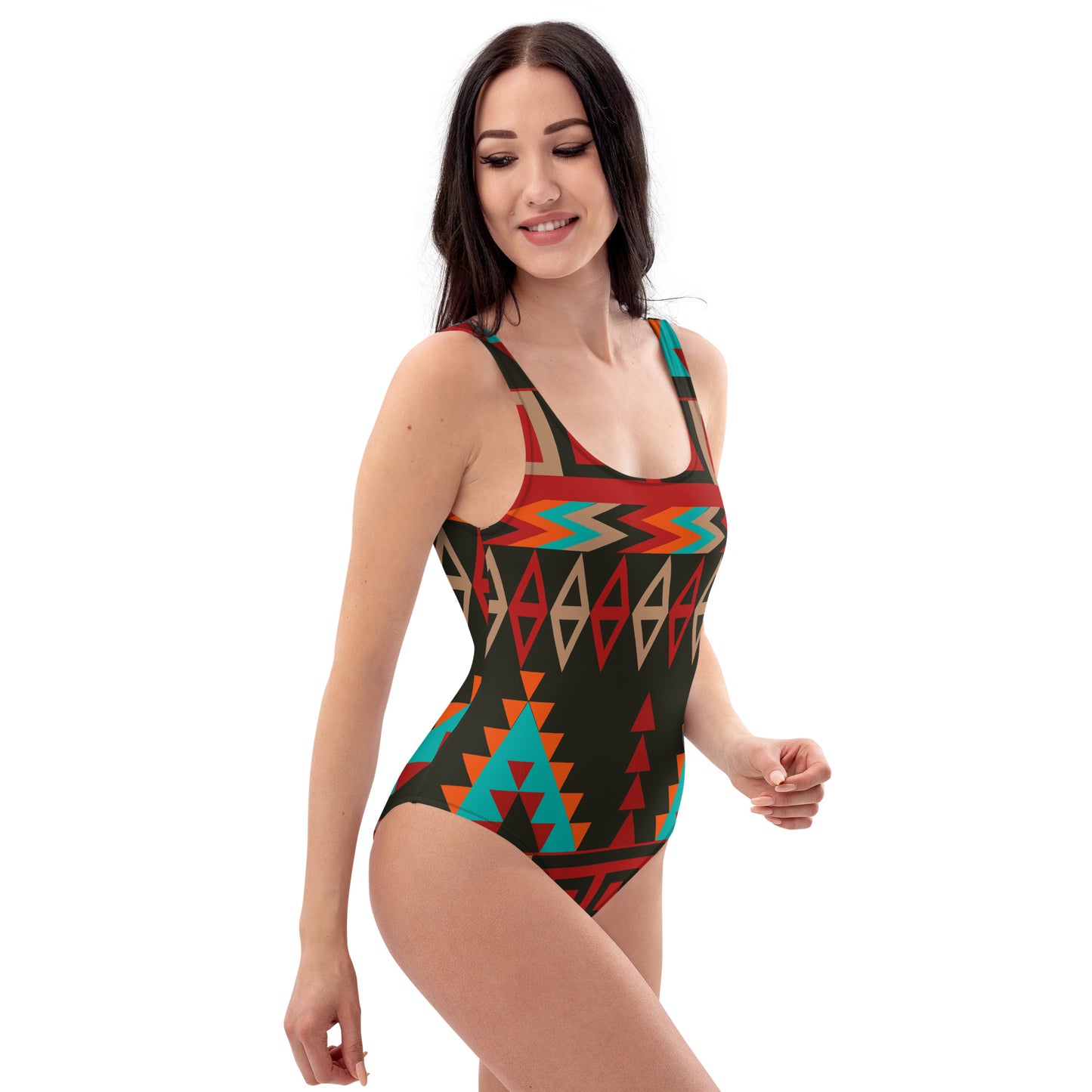 One-Piece Swimsuit with Mayan Print