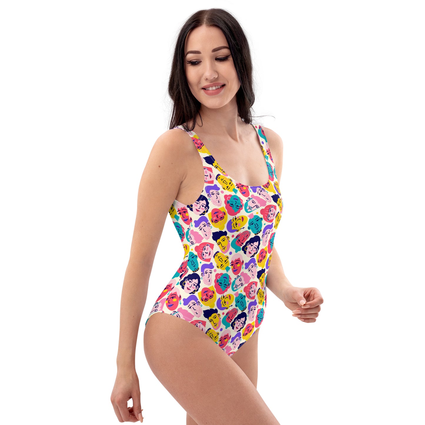 One-Piece Swimsuit with Crazy People Print