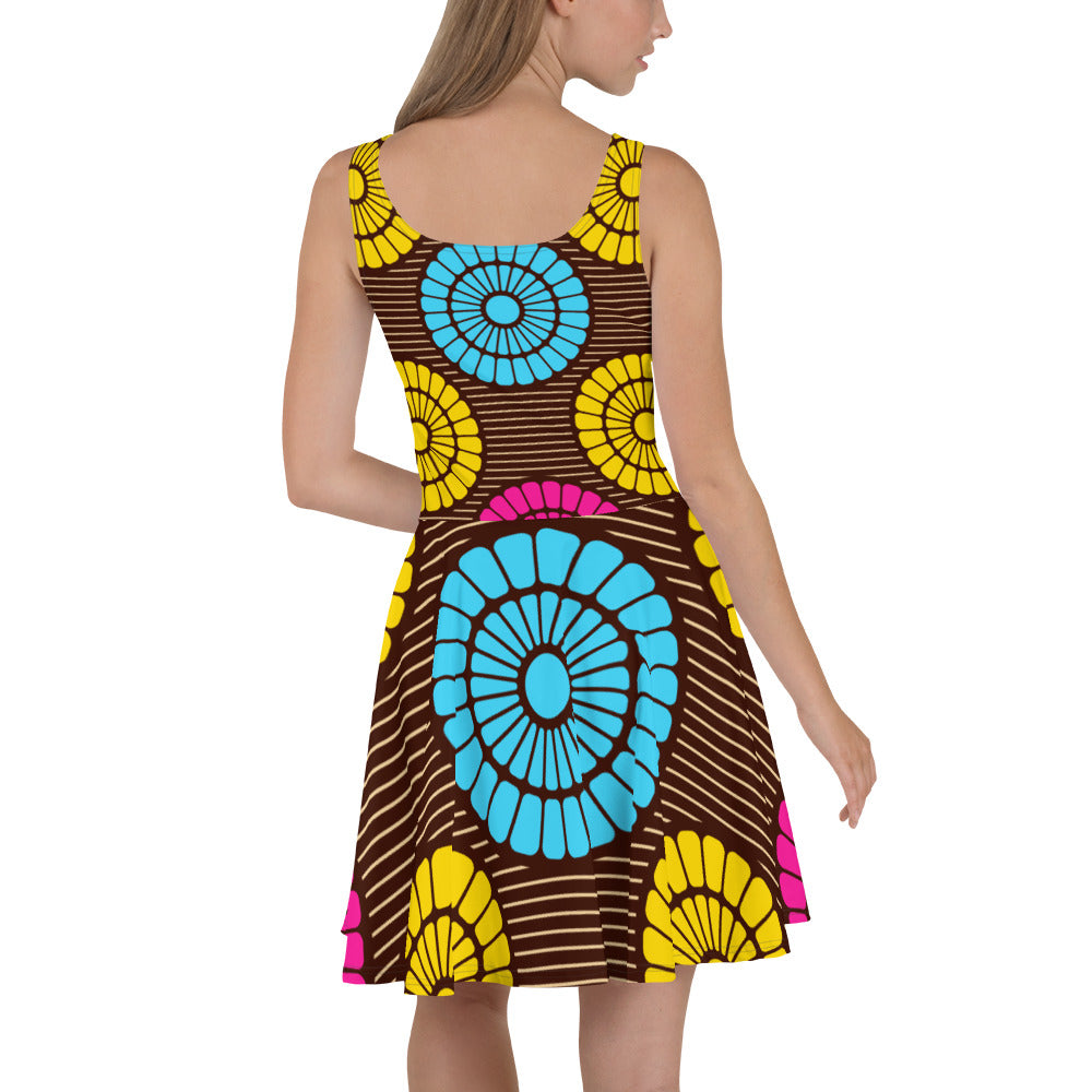 Skater Dress with Multi African Print