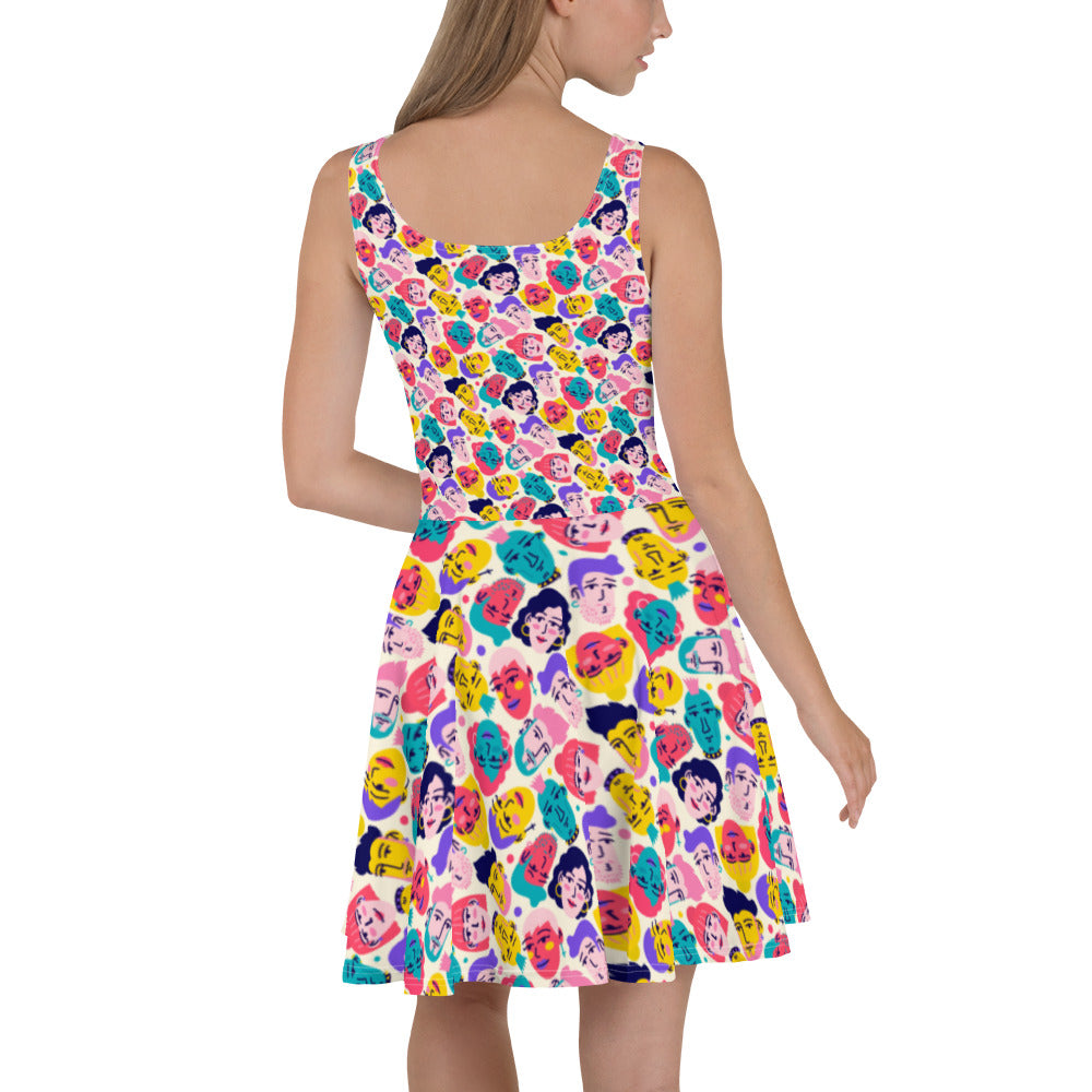 Skater Dress with Crazy People Print