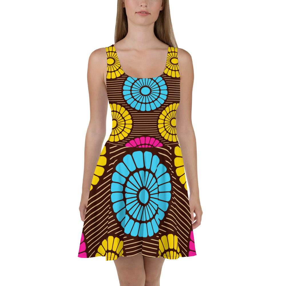 Skater Dress with Multi African Print