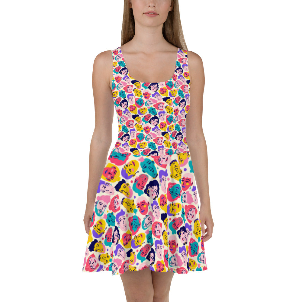 Skater Dress with Crazy People Print