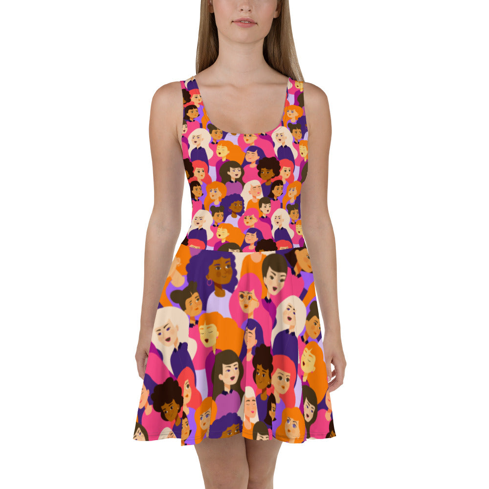 Skater Dress with Pink Ladies Print