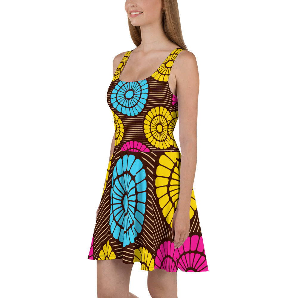 Skater Dress with Multi African Print