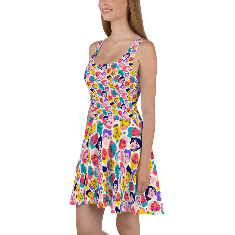 Skater Dress with Crazy People Print