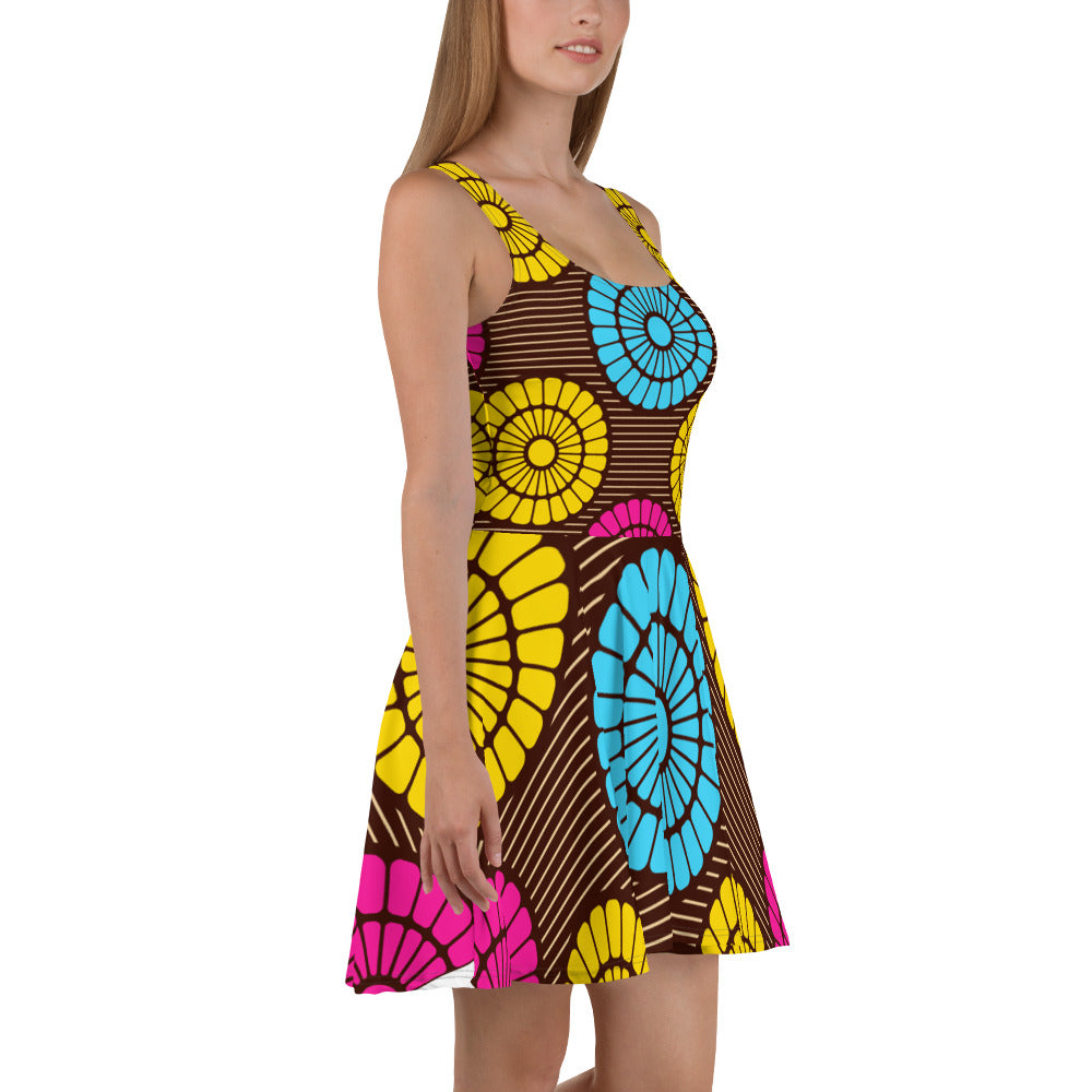 Skater Dress with Multi African Print