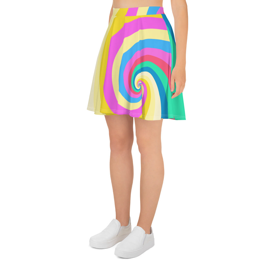 Skater Skirt with Pastel Swirl Print