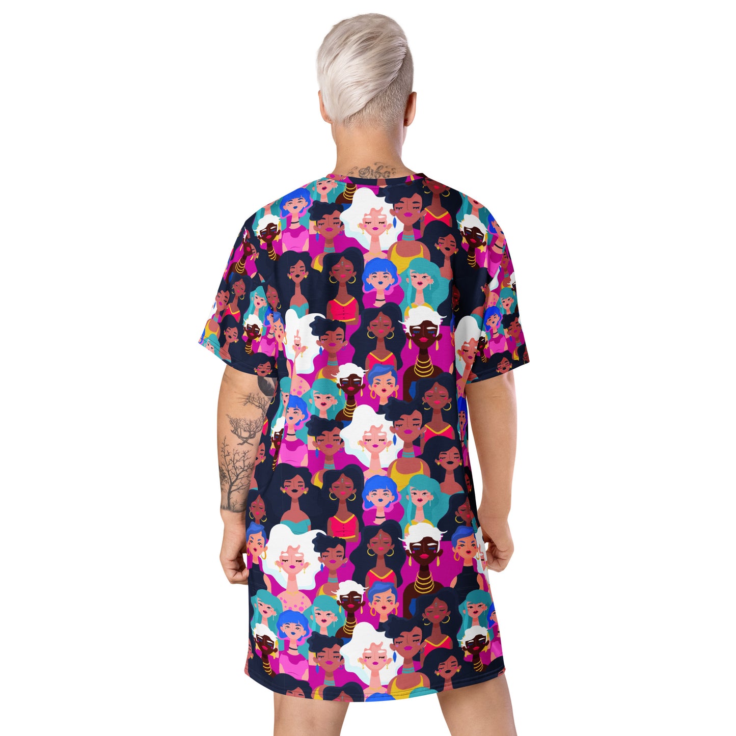 T-shirt dress with Black Ladies Print