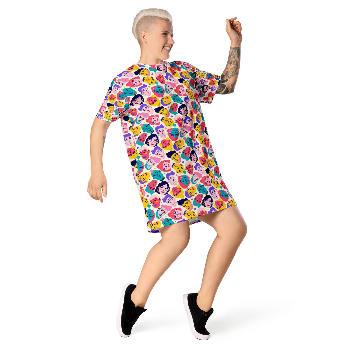 T-shirt dress with Crazy People Print