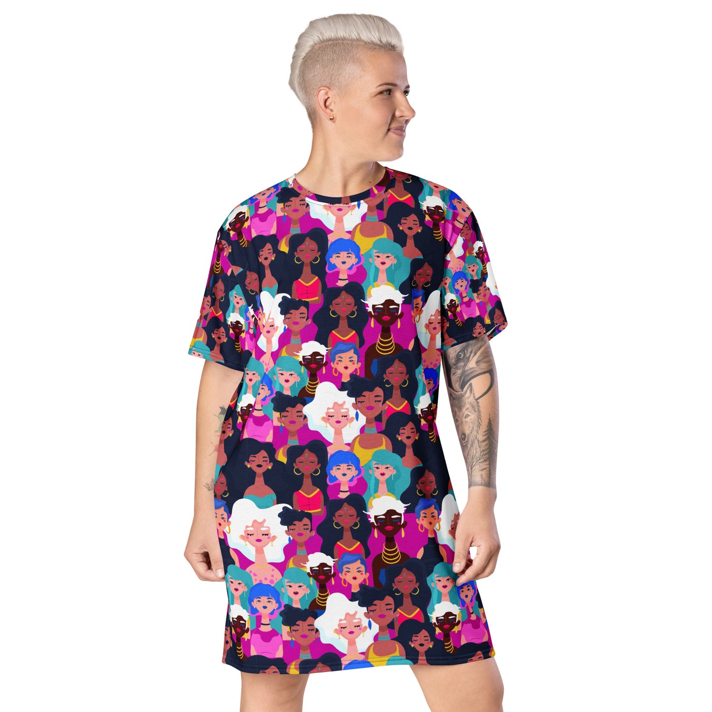 T-shirt dress with Black Ladies Print