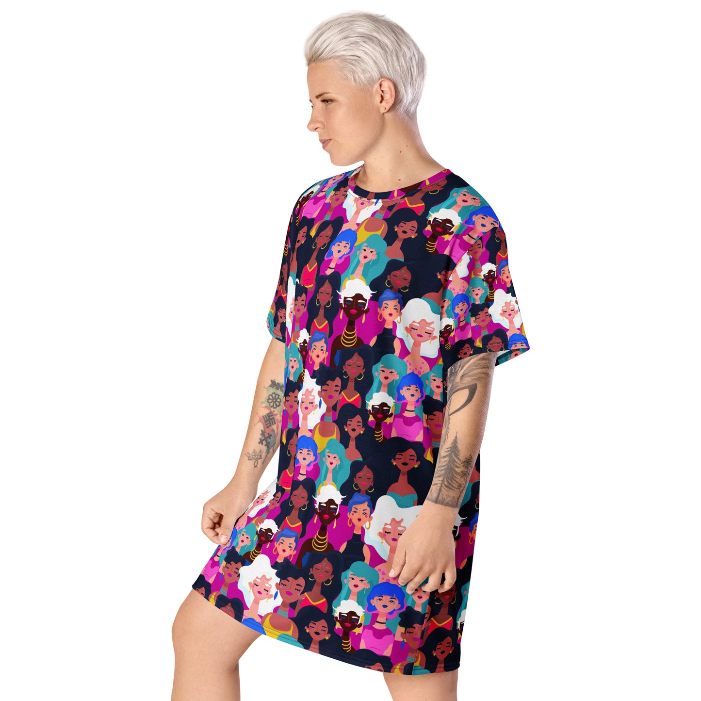 T-shirt dress with Black Ladies Print