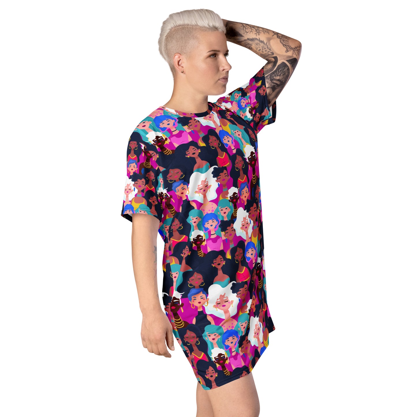 T-shirt dress with Black Ladies Print