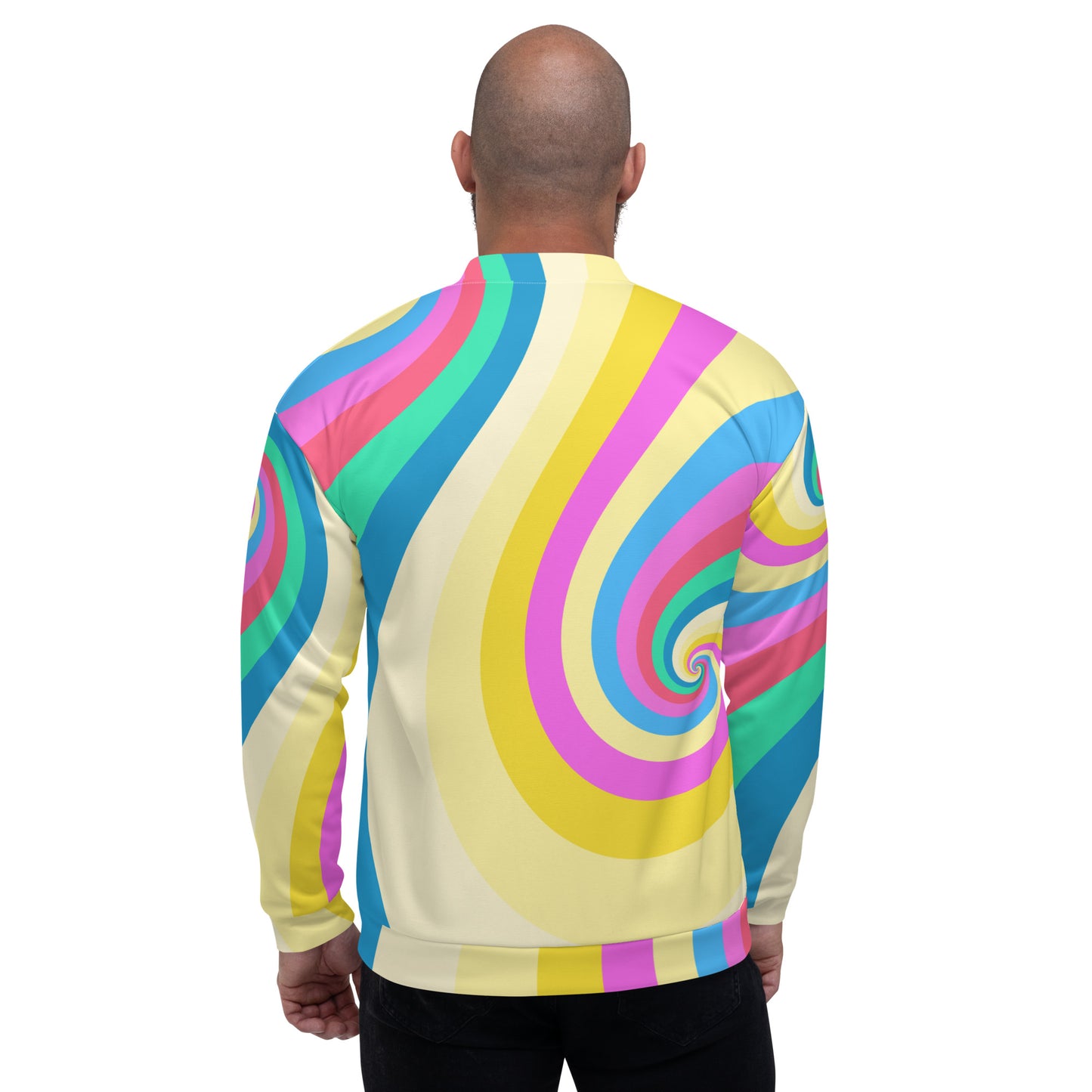 Unisex Bomber Jacket with Pastel Swirl Print