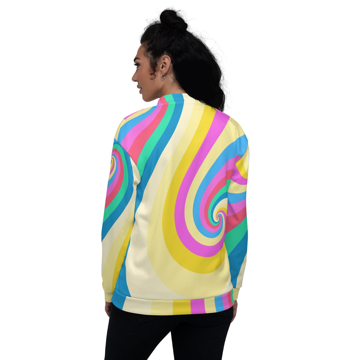 Unisex Bomber Jacket with Pastel Swirl Print