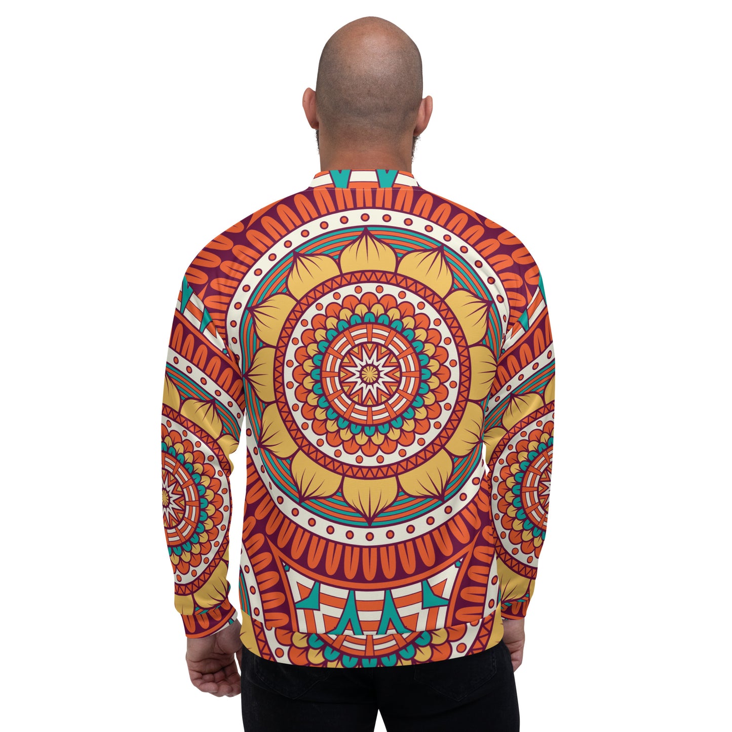 Unisex Bomber Jacket with Golden Mandela Print