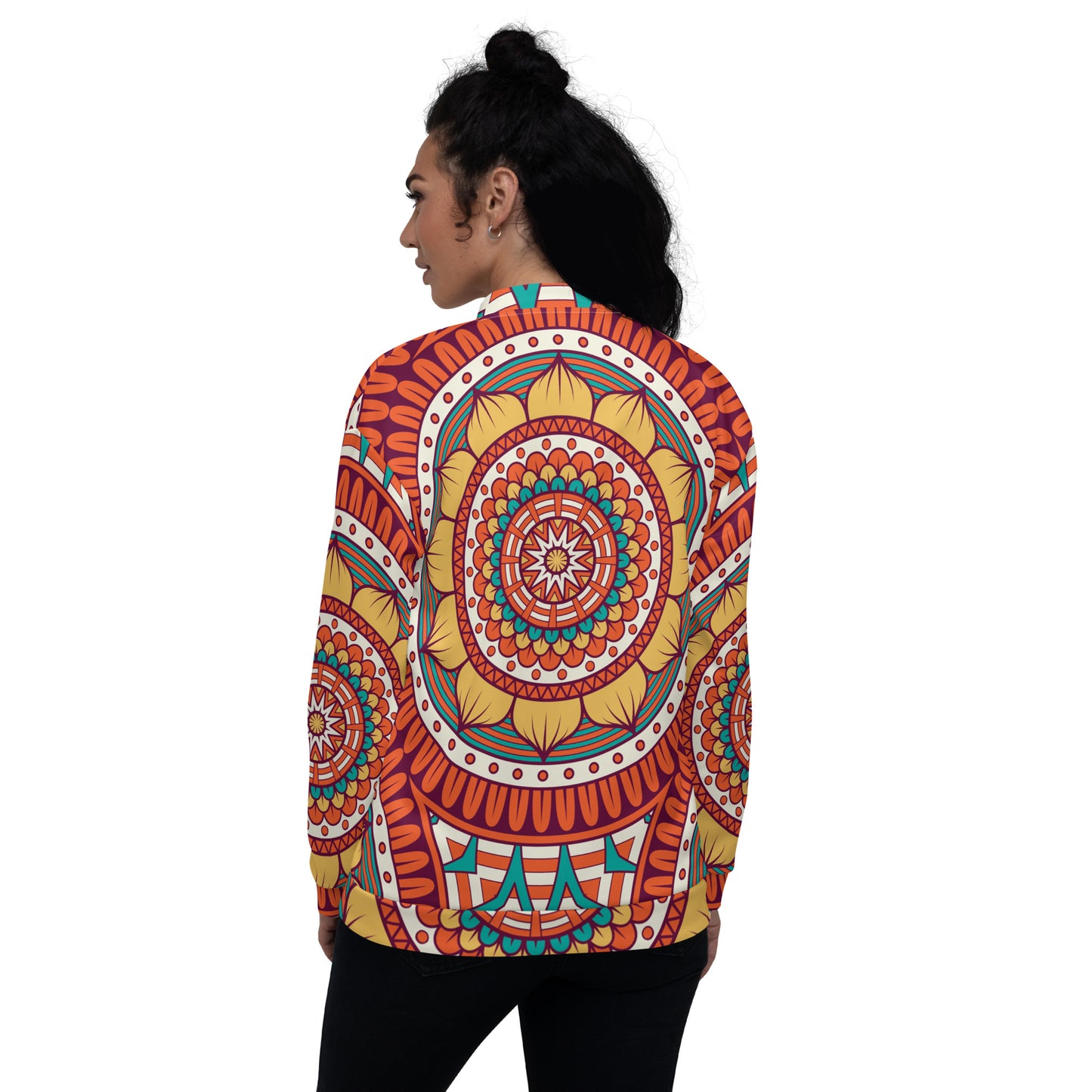 Unisex Bomber Jacket with Golden Mandala Print
