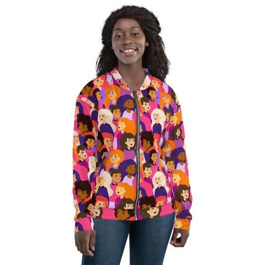 Unisex Bomber Jacket with Pink Ladies Print